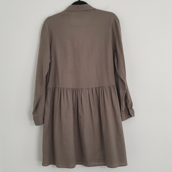 H&M Womans Long Sleeve Linen/Cotton Midi Shirt Dress/ Size S - Picture 2 of 10
